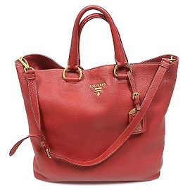 Prada Red Vitello Daino Miranda Rouge