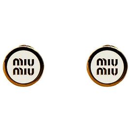 Miu Miu Runde Goldohrringe Weiß