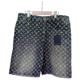 Louis Vuitton Monogram Rainbow Denim Shorts Blue