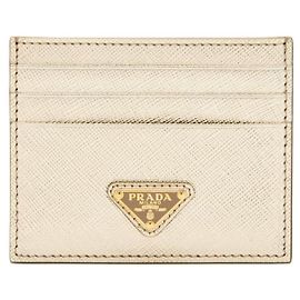 Prada Saffiano Triangle Card Holder Black