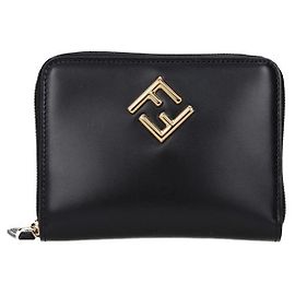 Fendi FF Diamond Zip Around Wallet Black Black