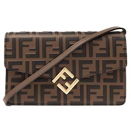 Fendi Borsa a tracolla FF Diamond Chain Brown Marrone
