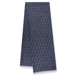 Fendi Sciarpa in lana jacquard Denim Blue Blu