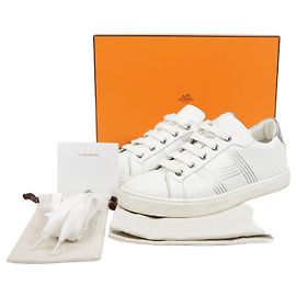 Hermès Leder-Sneaker für Damen White Weiß