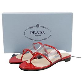 Prada Sandálias de esmalte transparente vermelhas Vermelho