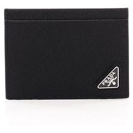 Prada Leather Card Holder Black Black