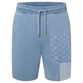 Louis Vuitton Patchwork-Denim-Shorts Blau