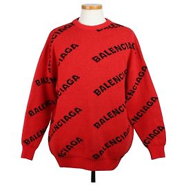 Balenciaga Multi Logo Knit Sweater Red Red