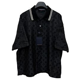 Louis Vuitton Camicia in seta a maniche corte in jacquard moiré monogram Multicolore