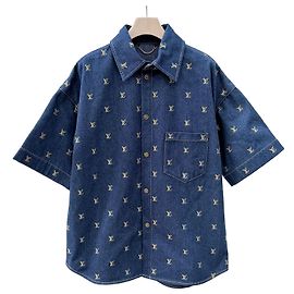 Louis Vuitton Camicia a maniche corte in denim Monogram Multicolore