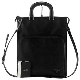 Prada Saffiano Triangle Logo Tote Bag Shoulder Bag Brown