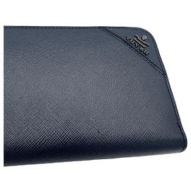 PRADA Zip in Blue Saffiano Wallet Blue