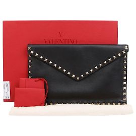 Valentino Clutch Envelope Rockstud Marrom