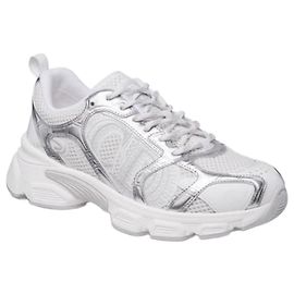 Dior Sapatilhas Chrono White Mesh Silver Prata