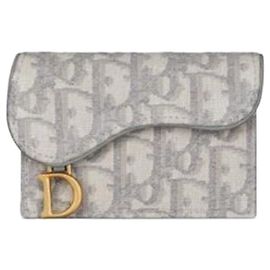 Dior Saddle Bloom Cardholder Grey Oblique Jacquard Brown