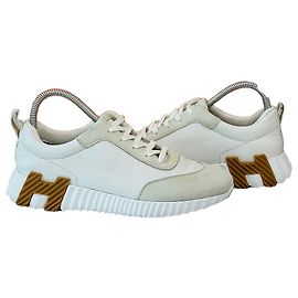 Hermès Bouncing Goatskin Sneakers Blanc Braun