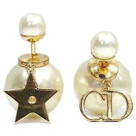 Dior Boucles d'oreilles perles Tribal Blanc