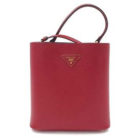 Sac à main Prada Saffiano Panier rouge en cuir Rouge