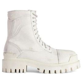 Botas Combat Strike Balenciaga Brancas Lona Branco