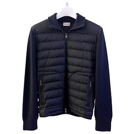 Moncler Cardigã de lã acolchoado preto Preto
