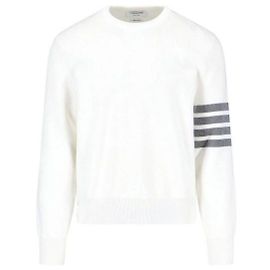 Thom Browne Pull en maille Cotton Milano Stitch Blanc