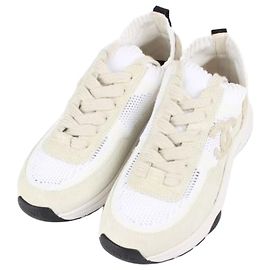 Chanel Suede Sneakers with CC Logo White