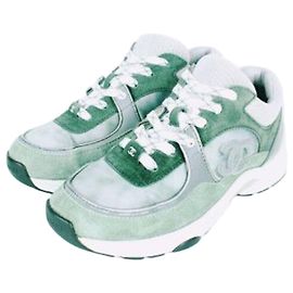 Chanel Baskets Cruise avec logo CC Vert Vert