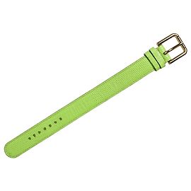 Dolce & Gabbana Pulseira strap com fivela dourada em couro texturizado verde Verde