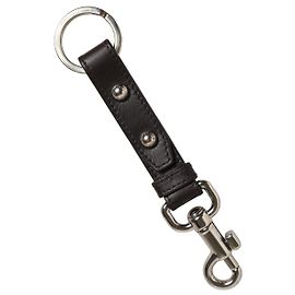 Dolce & Gabbana Black Plain Leather Silver Brass Keyring Holder Keychain Black