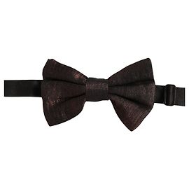 Dolce & Gabbana Men Brown % Silk Adjustable Neck Papillon Bow Tie Brown