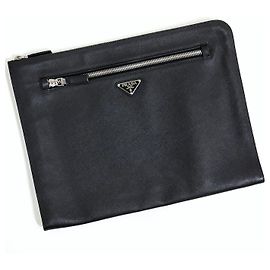 Prada Bolso de mano Saffiano con logotipo triangular Negro Negro