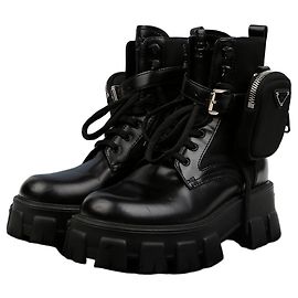 Prada Botas Monolith de cuero y nailon negro Negro