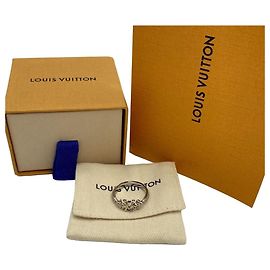 Louis Vuitton Anello Iconic Initial Monogram Flower Crystal Silver Argento