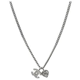 Chanel Colar Cubic Heart CC Silver Prata