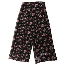 Dolce & Gabbana Stola lunga in chiffon di seta floreale nera Nero