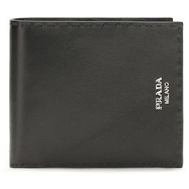 Prada Black Calf Leather Bos Taurus Wallet Black