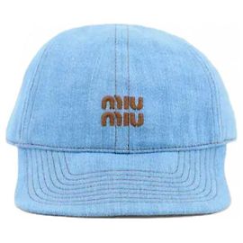 Miu Miu Denim Baseball Cap Blue Blue