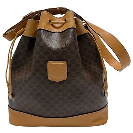 Céline Bolsa Bucket com Cordão Macadam Castanho Marrom