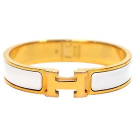 Pulsera Hermès Click H Blanca y Oro Blanco