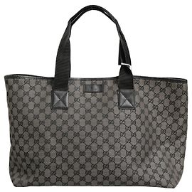 Gucci Navy Blue Leather Tote Bag Blue