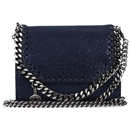 Stella Mc Cartney Stella McCartney Blue Eco Suede Wallet with Removable Shoulder Strap Blue