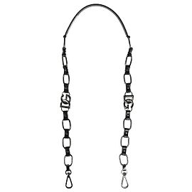 Dolce & Gabbana Black Leather Silver Chain Bag Accessory Shoulder Strap Black