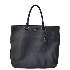 Prada Vitello Daino Tote Shoulder Bag Black
