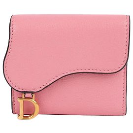 Dior Pink Flap Wallet with Gold Hardware Pink