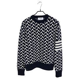 Thom Browne Jacquard-Strick aus Wolle und Kaschmir mit Wal-Motiv Blau
