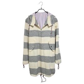 Thom Browne Drawstring Arm Band Hooded Coat White