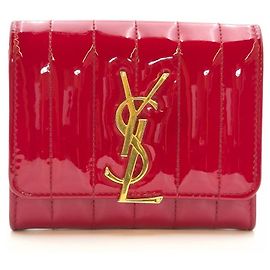 Autre Marque SAINT LAURENT Vicky Wallet Red Leather Red