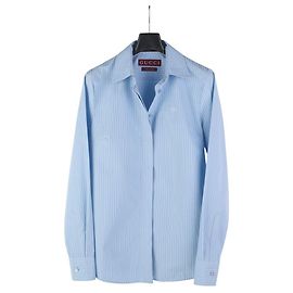 Gucci Camicia a righe in cotone con logo GG da donna Multicolore