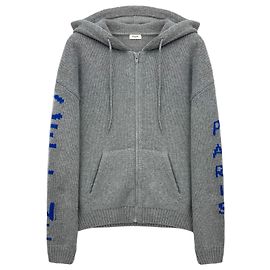 Céline Logo Wool Hooded Zip-Up Brown