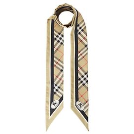 Burberry Sciarpa Skinny in Seta da Donna Check Multicolore